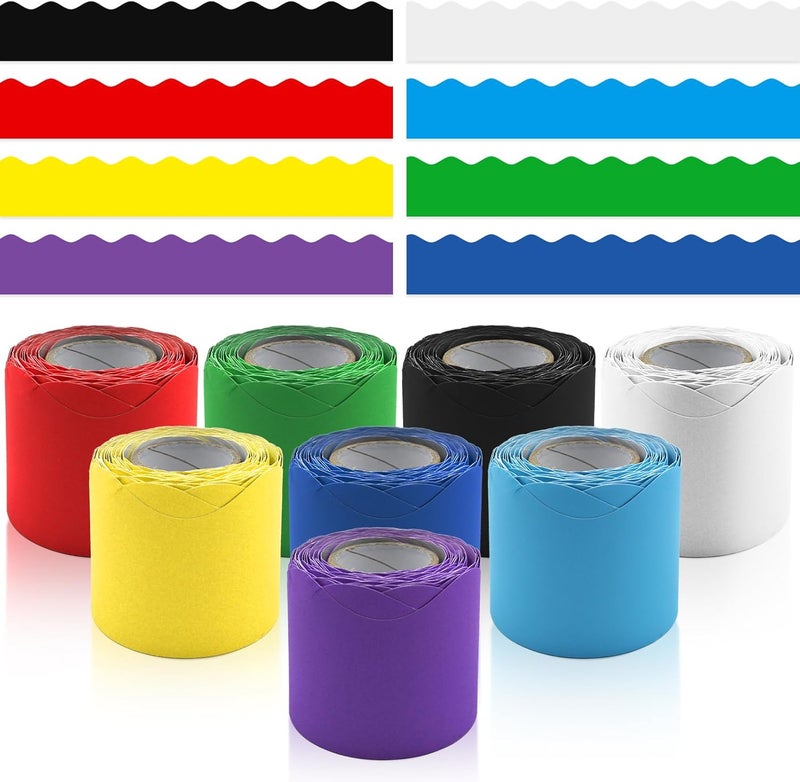 DASTTUIS 8 Rolls 262.4 Ft Bulletin Board Borders - Black and White Scalloped Borders Bulletin for Classroom, School & Office Decor - Teacher Borders for Classroom Decorations - Image 1